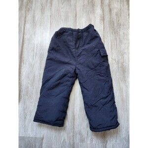 Absorba Infant Navy Blue Snow Pants Lined Pockets Elastic Waist Zip Snap Sz 24M